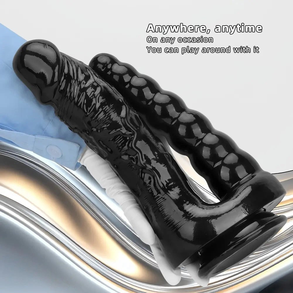 Black PVC dual shaft suction cup dildo, photo 7
