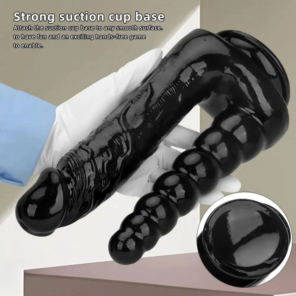 Black PVC dual shaft suction cup dildo, photo 8