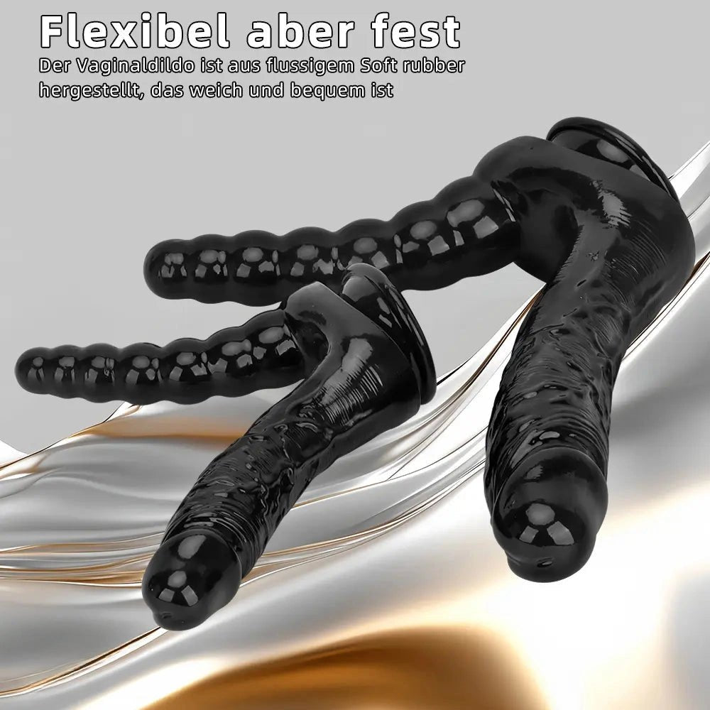 Black PVC dual shaft suction cup dildo, photo 9