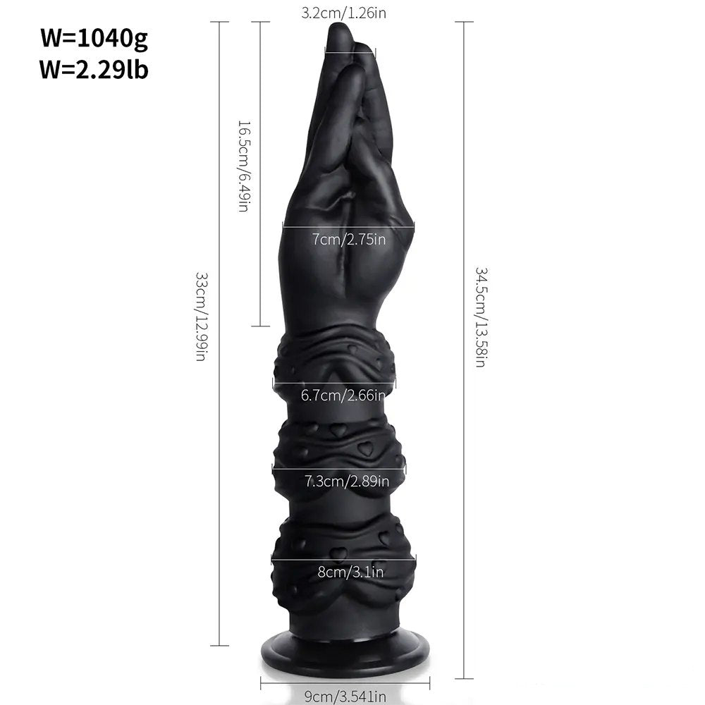 Black silicone hand fantasy dildo, photo 5