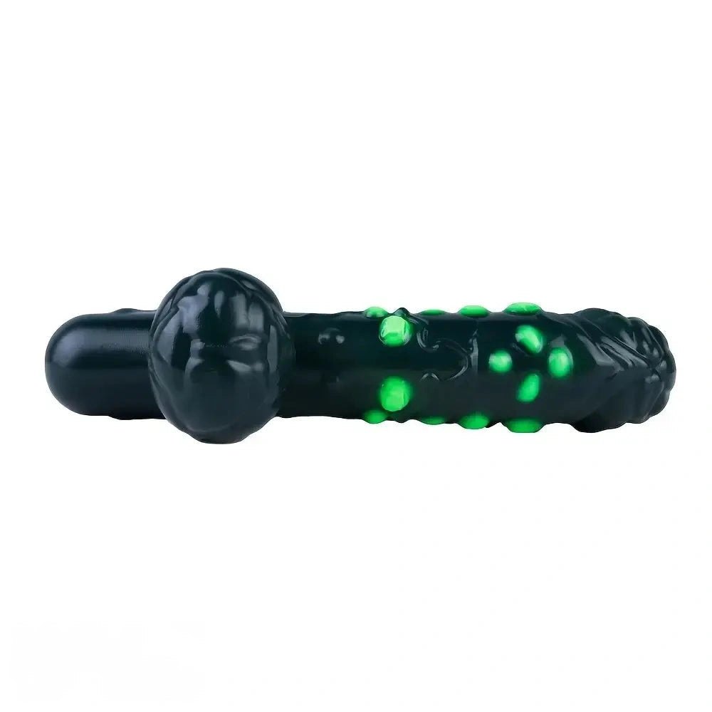 Black textured fantasy silicone dildo with gem-like bumps, photo 10
