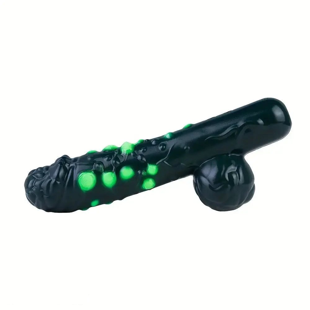 Black textured fantasy silicone dildo with gem-like bumps, photo 12