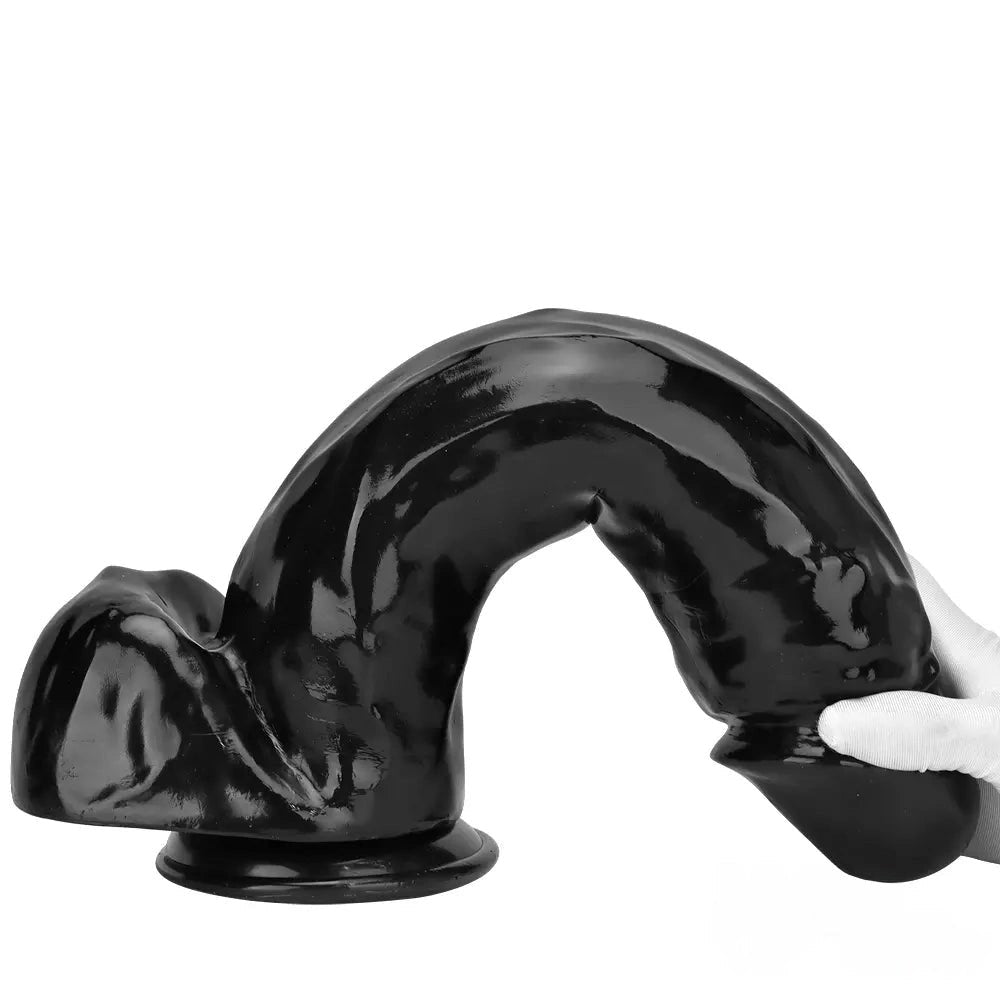 Black glossy realistic dildo, photo 12