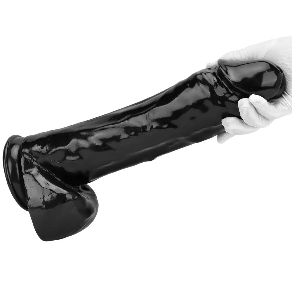 Black glossy realistic dildo, photo 13