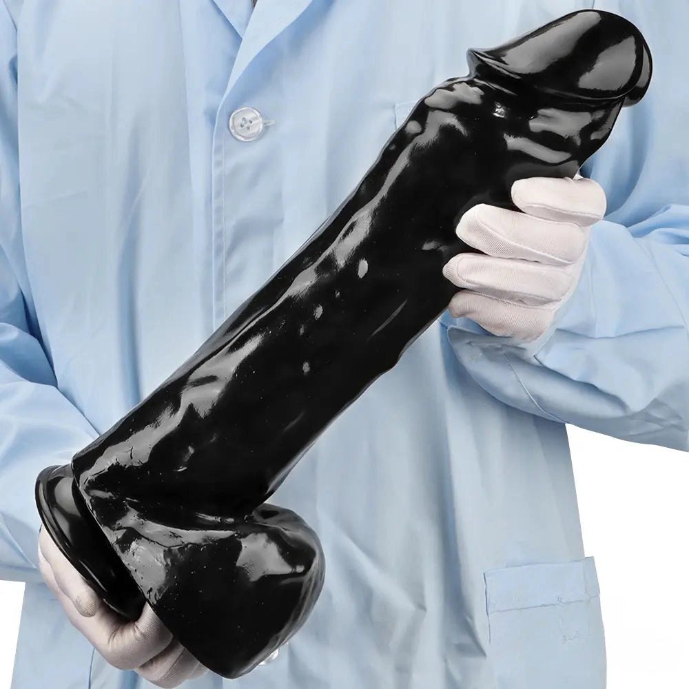 Black glossy realistic dildo, photo 15