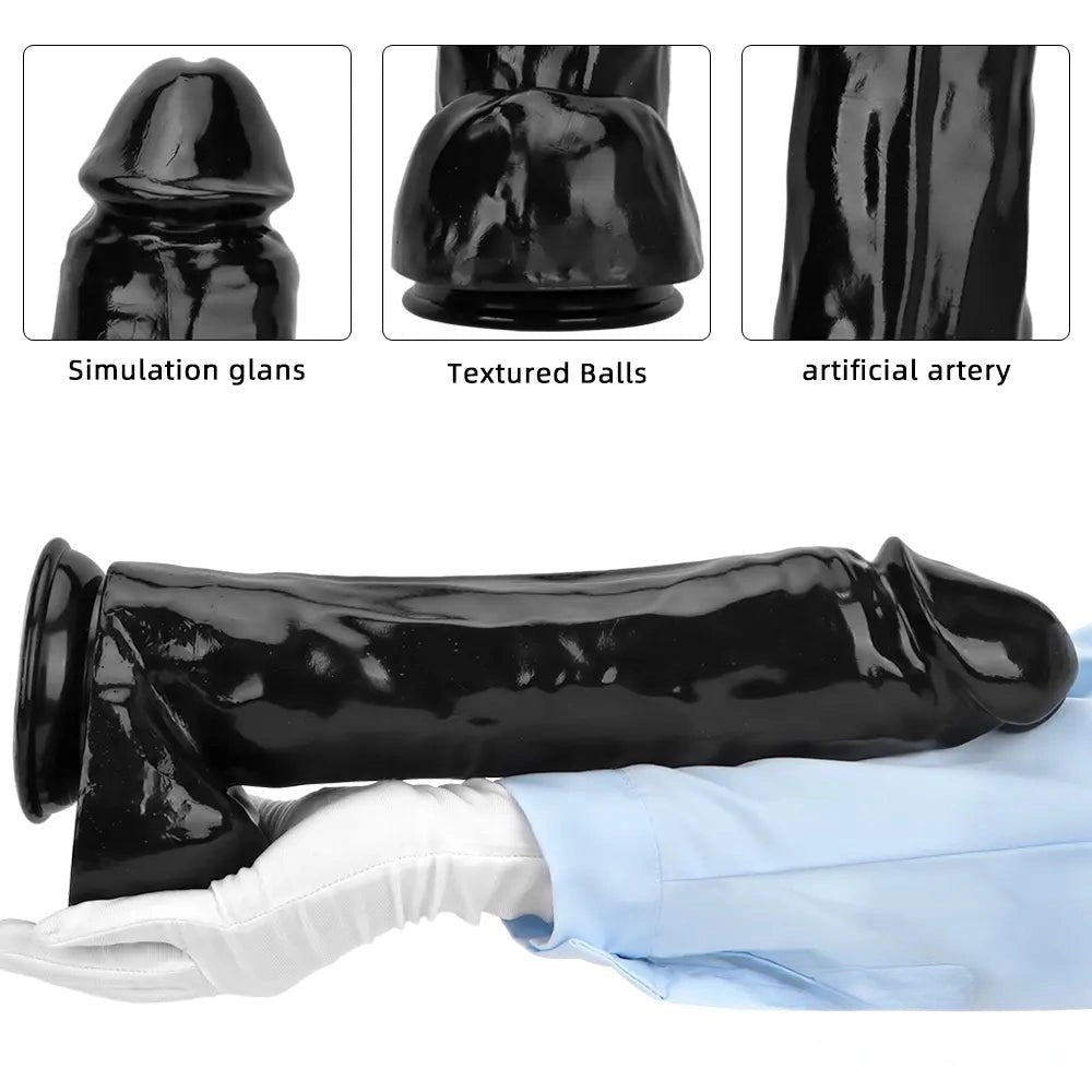 Black glossy realistic dildo, photo 2