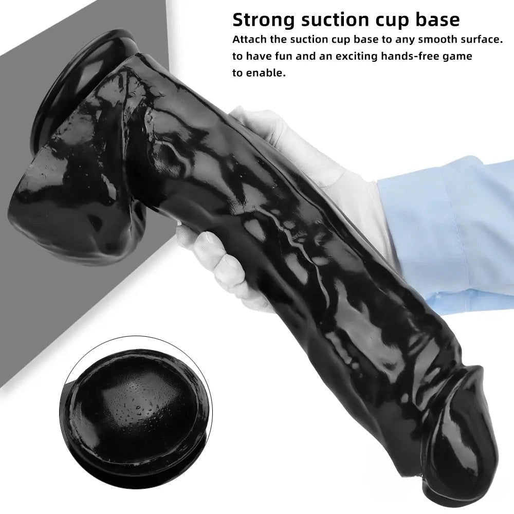 Black glossy realistic dildo, photo 4