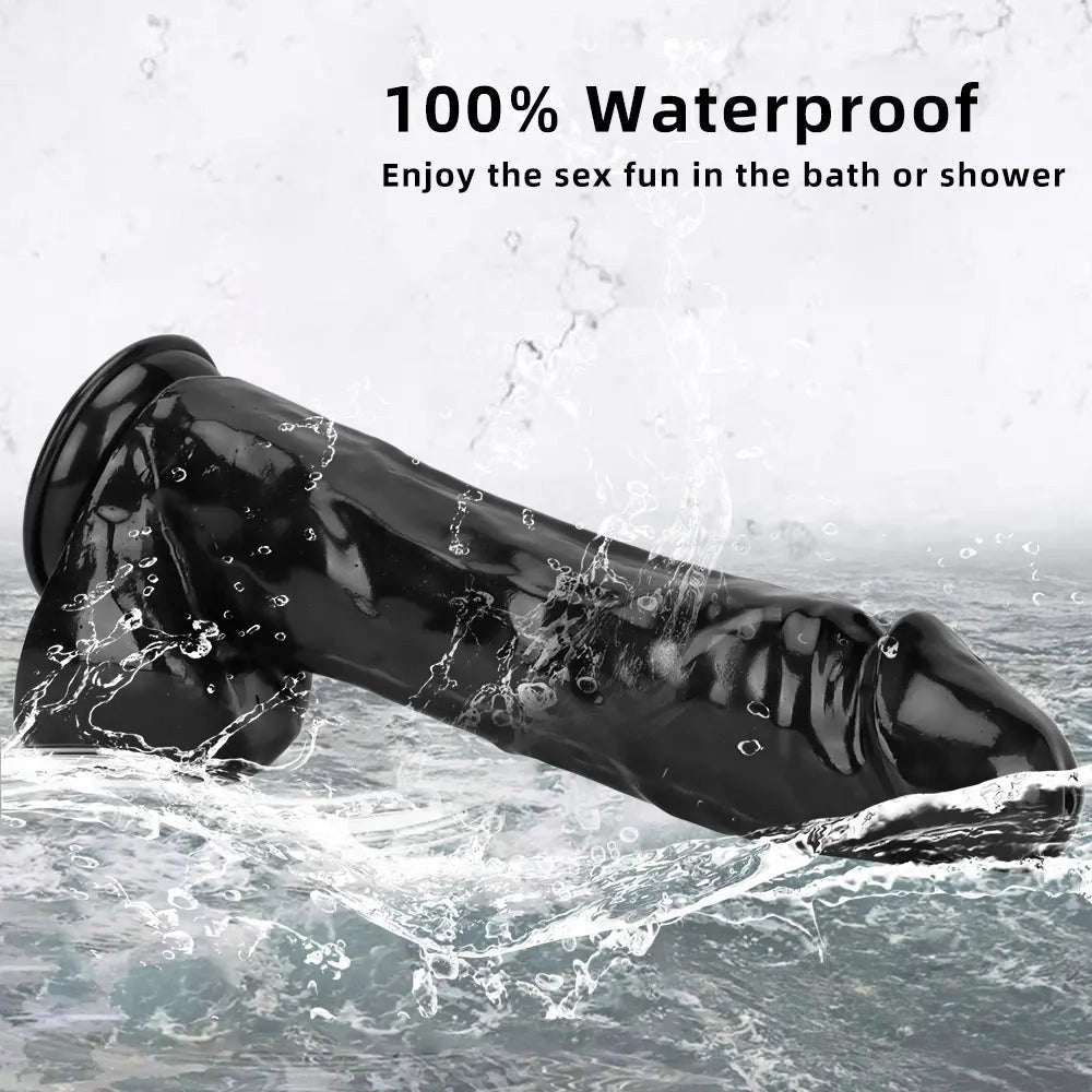 Black glossy realistic dildo, photo 6