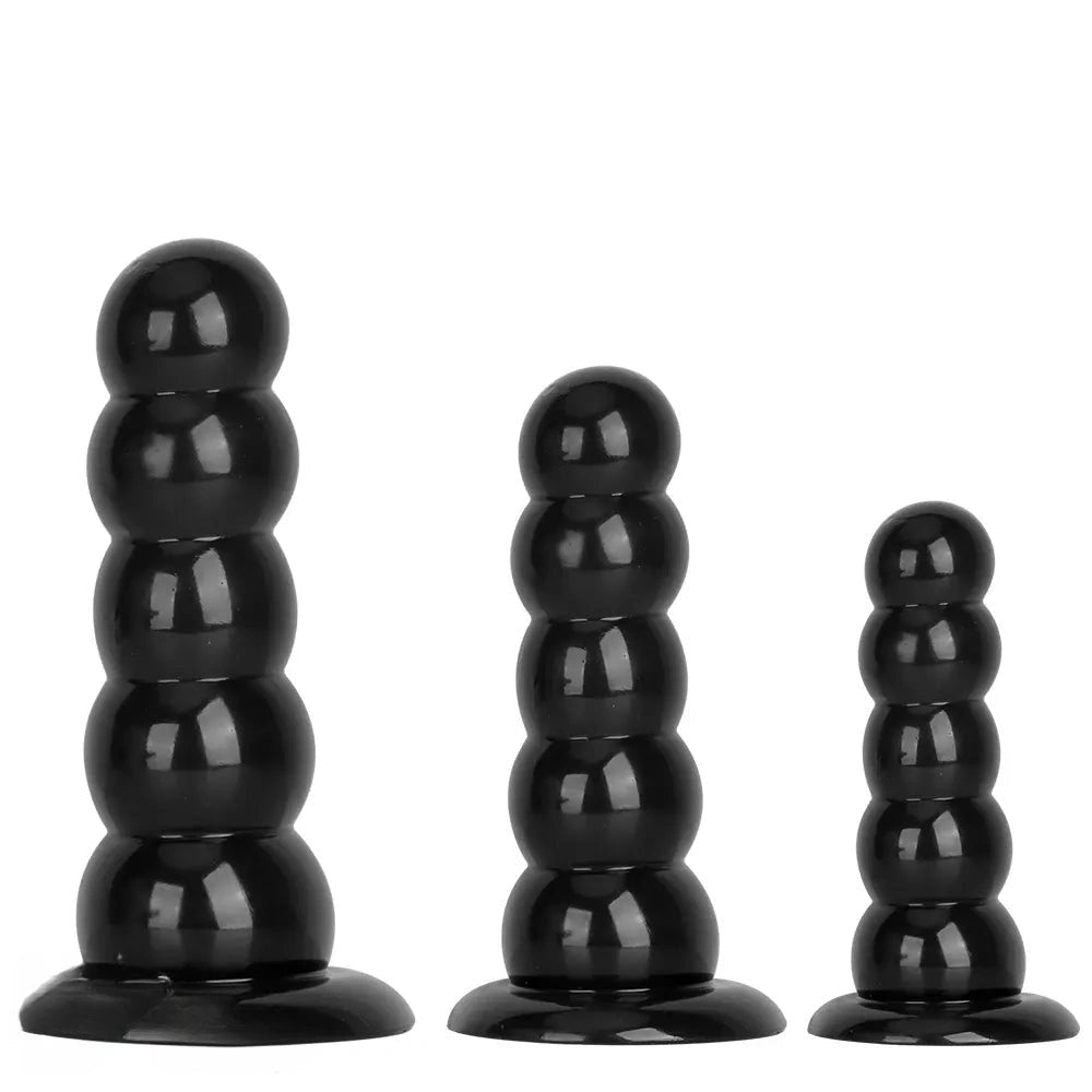 Black graduated pvc anal beads dildo, photo 1