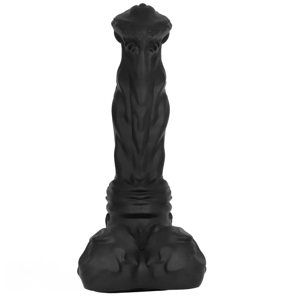 Black silicone animal dildo with suction cup base, photo 12