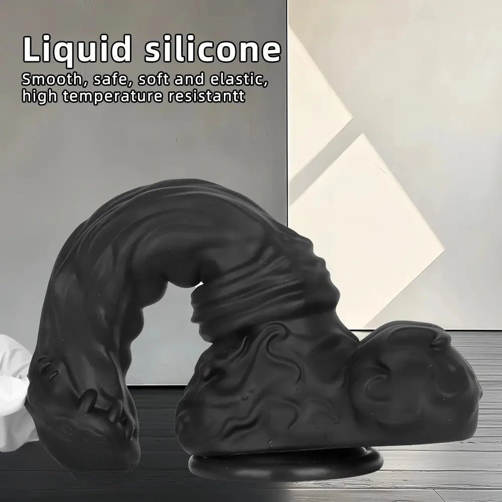 Black silicone animal dildo with suction cup base, photo 3