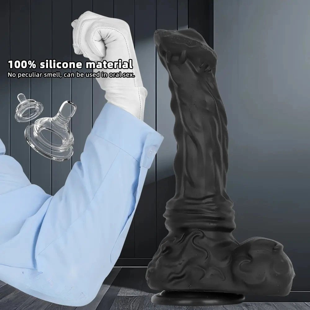 Black silicone animal dildo with suction cup base, photo 4