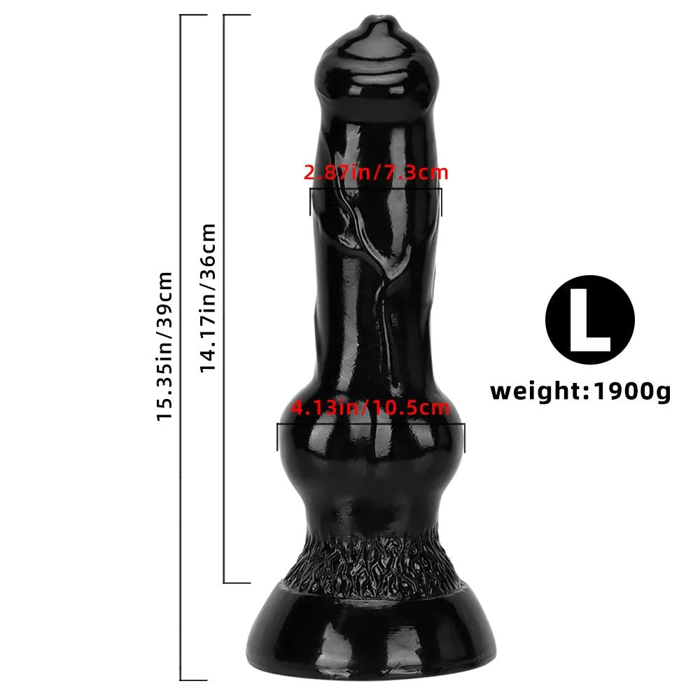 Black knotted animal-style dildo, photo 18