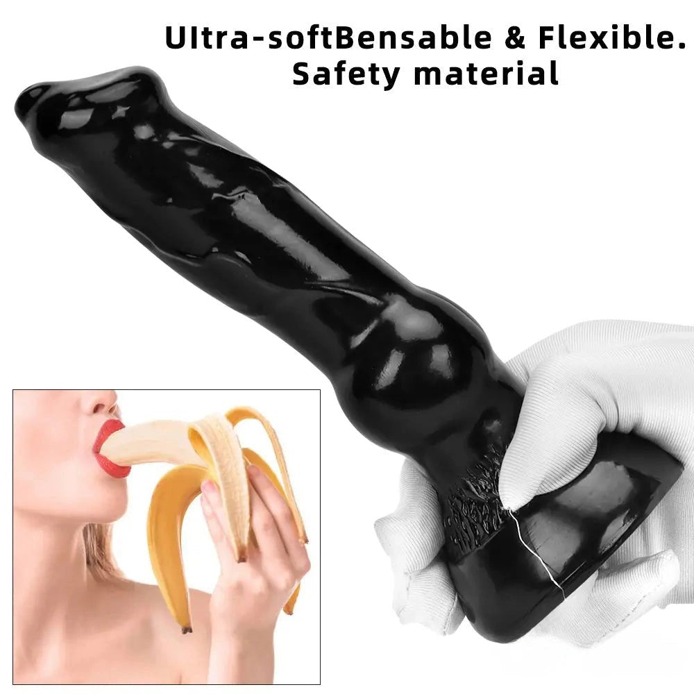 Black knotted animal-style dildo, photo 3