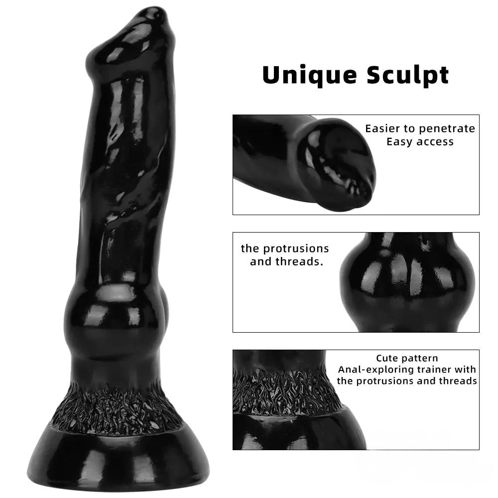 Black knotted animal-style dildo, photo 5