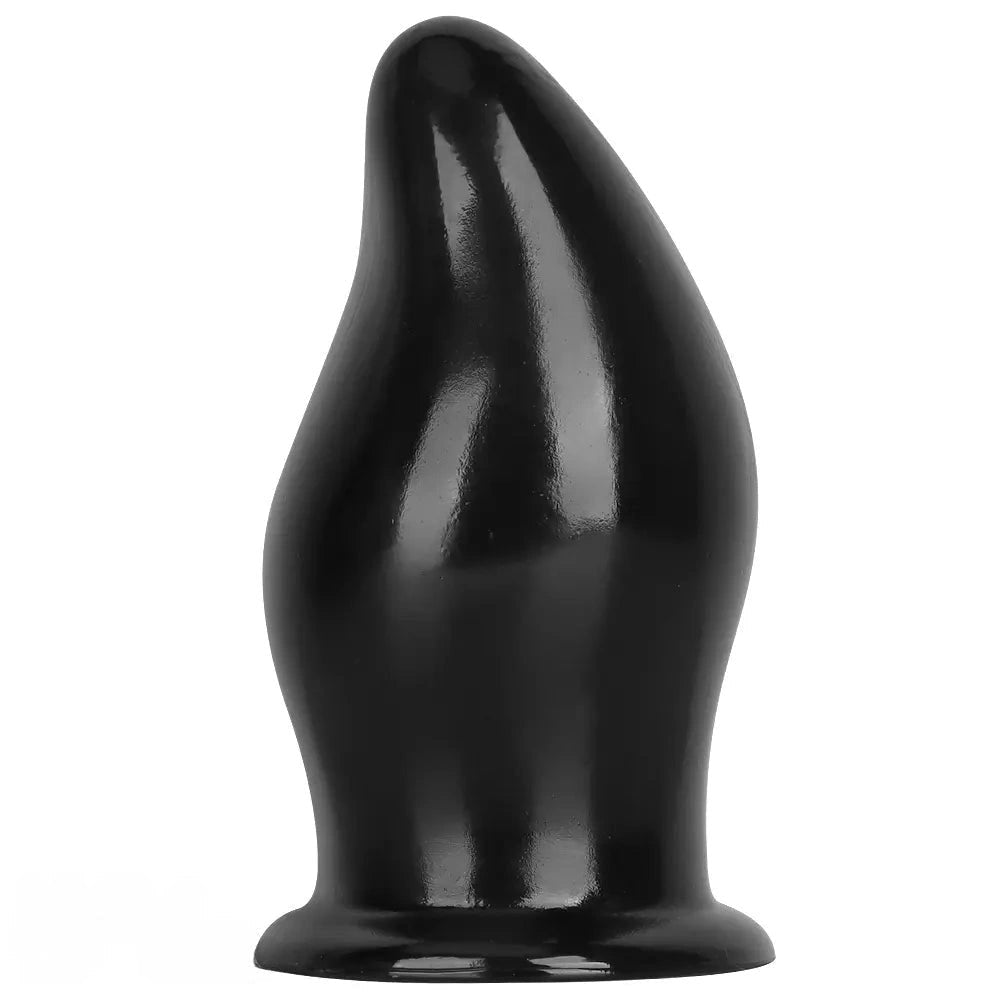 Black thick PVC anal plug with suction cup base, photo 1