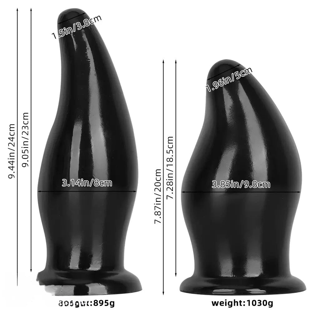 Black thick PVC anal plug with suction cup base, photo 10