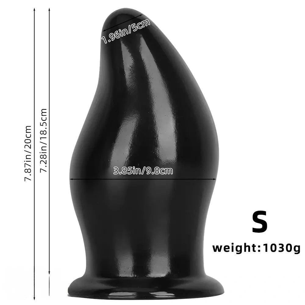 Black thick PVC anal plug with suction cup base, photo 11