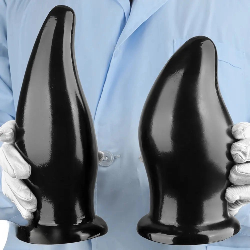 Black thick PVC anal plug with suction cup base, photo 12