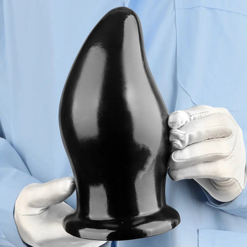 Black thick PVC anal plug with suction cup base, photo 13