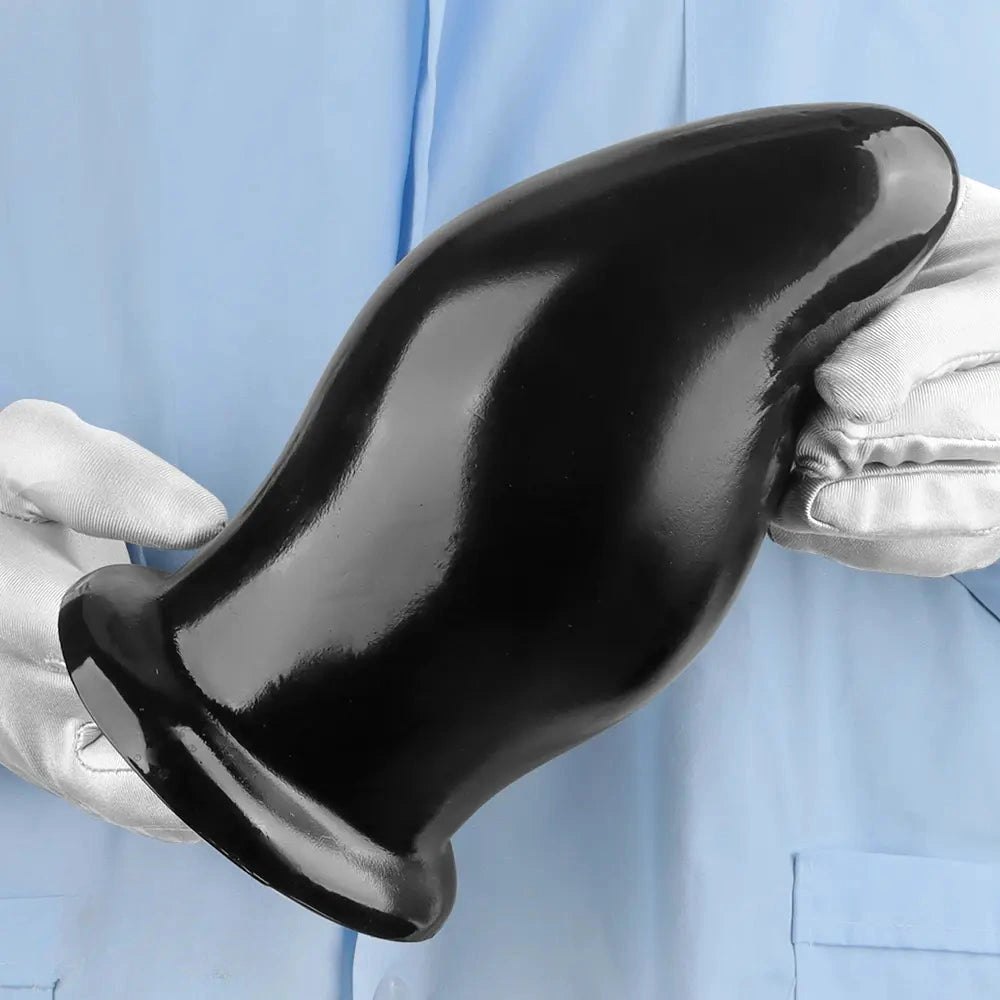 Black thick PVC anal plug with suction cup base, photo 14