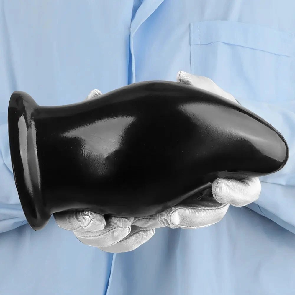 Black thick PVC anal plug with suction cup base, photo 15