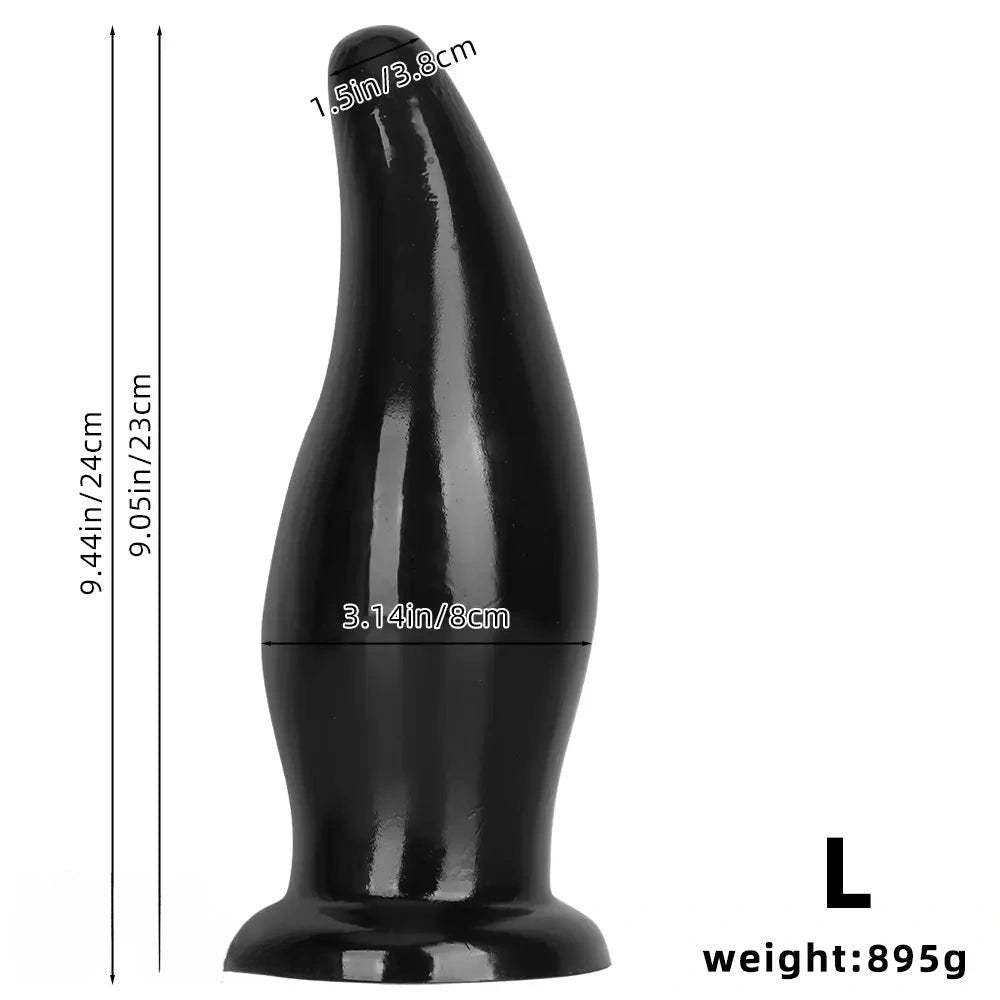 Black thick PVC anal plug with suction cup base, photo 3