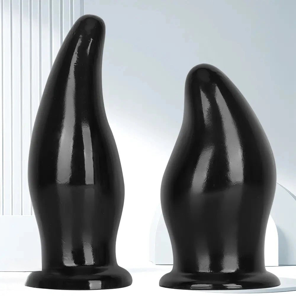 Black thick PVC anal plug with suction cup base, photo 4