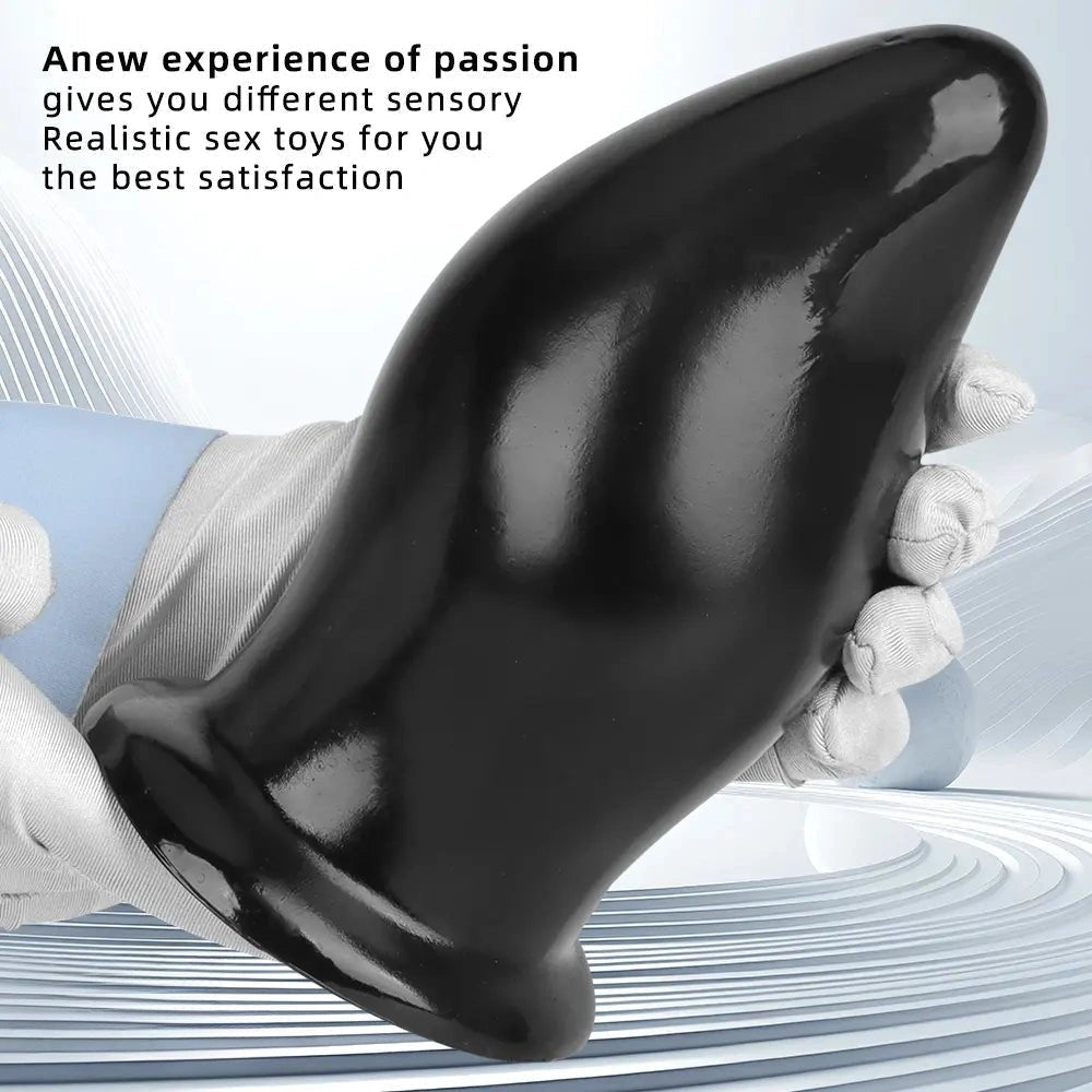 Black thick PVC anal plug with suction cup base, photo 5
