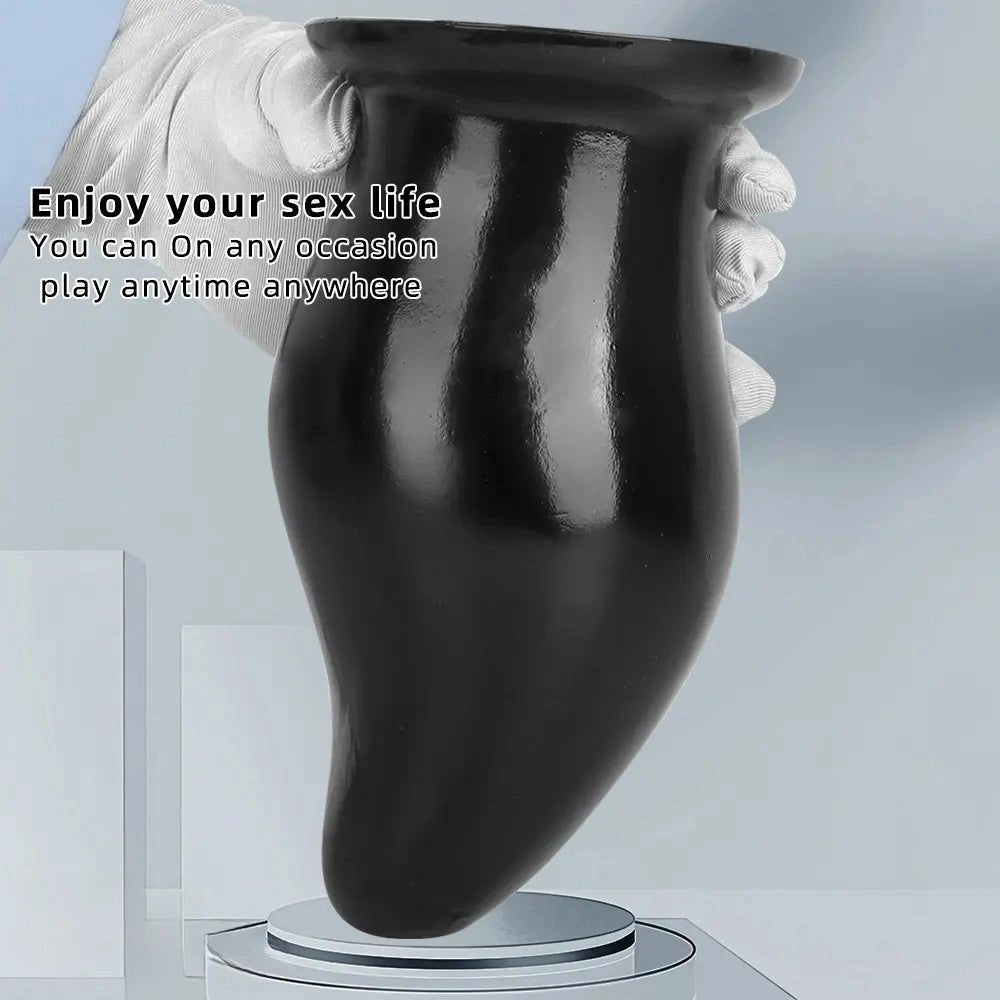 Black thick PVC anal plug with suction cup base, photo 6