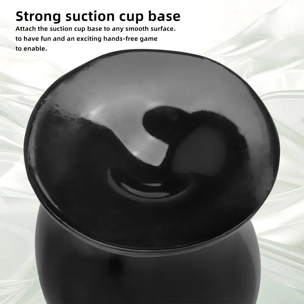 Black thick PVC anal plug with suction cup base, photo 7
