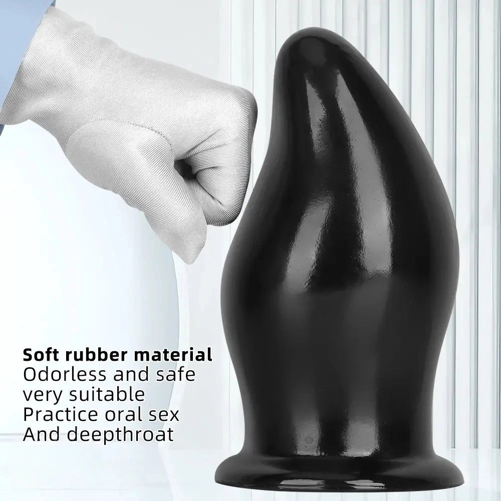 Black thick PVC anal plug with suction cup base, photo 8