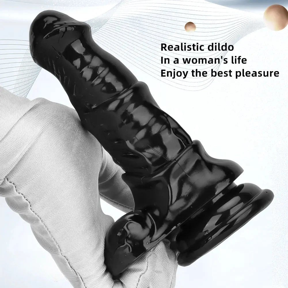 Black pvc realistic dildo, photo 5