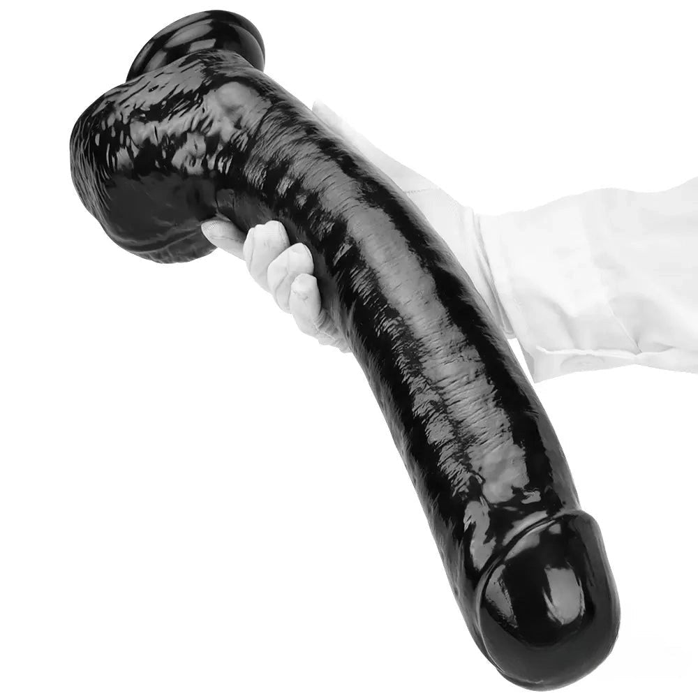 Black pvc realistic suction cup dildo, photo 11