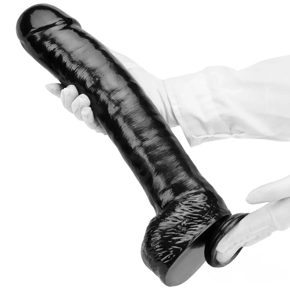 Black pvc realistic suction cup dildo, photo 12