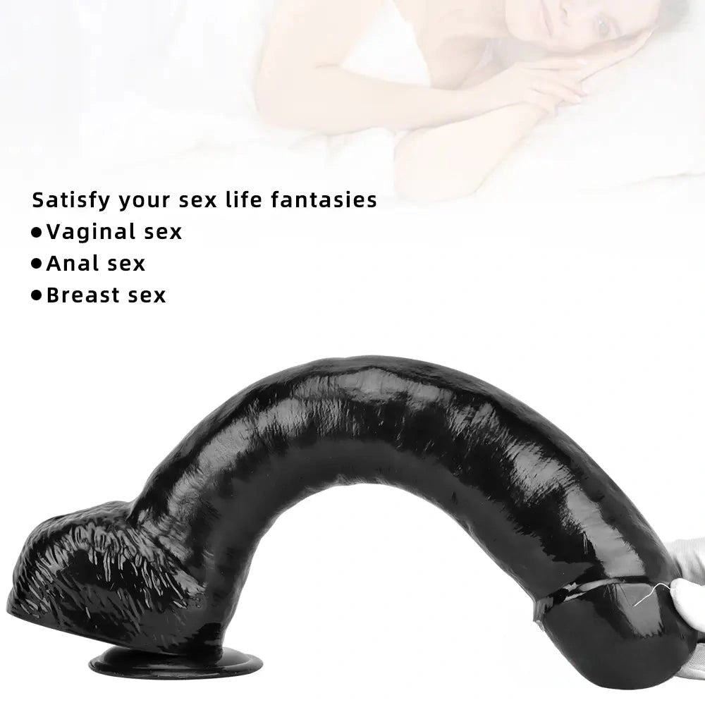 Black pvc realistic suction cup dildo, photo 3