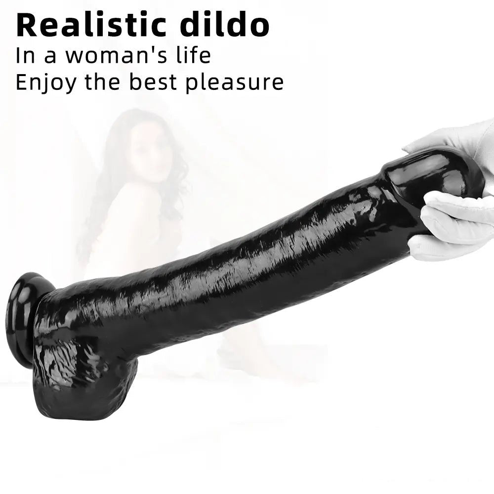 Black pvc realistic suction cup dildo, photo 5