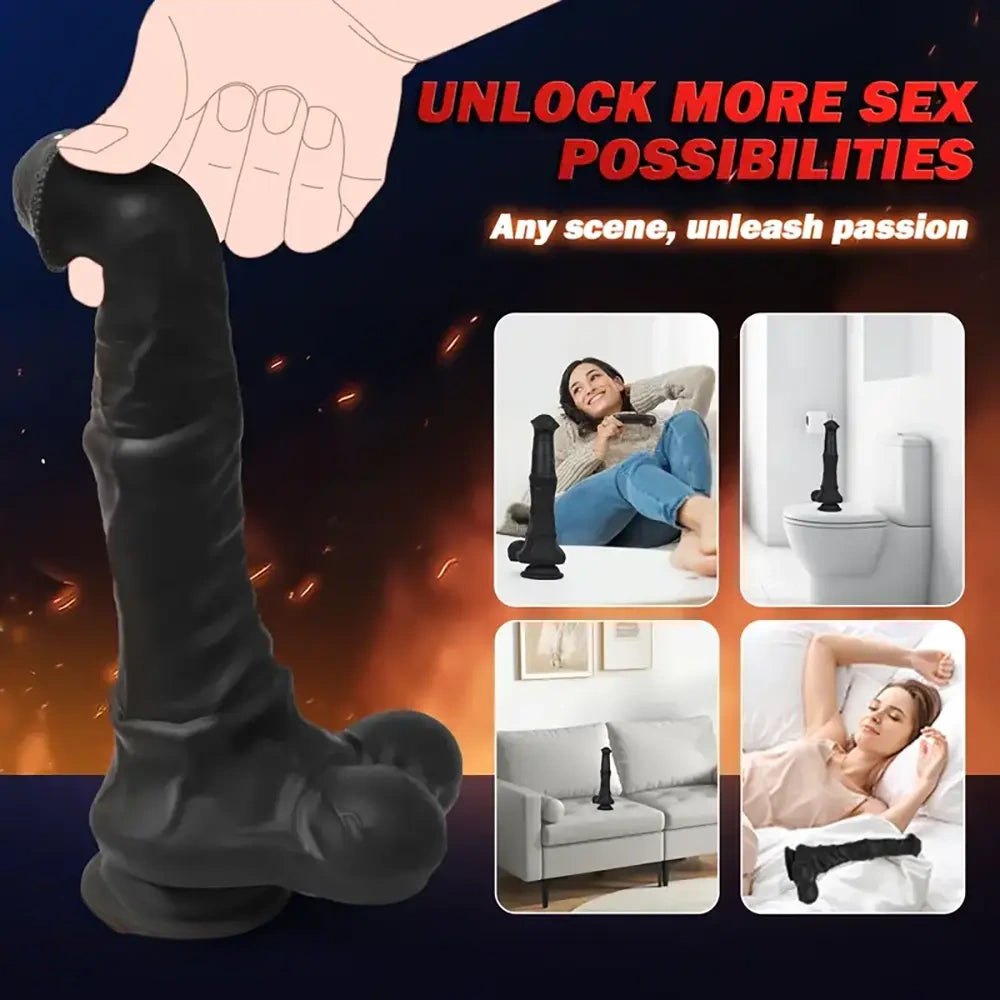 Black pvc vibrating dildo, photo 3