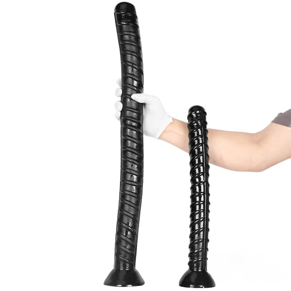 Black ribbed rebar-textured dildo, photo 1