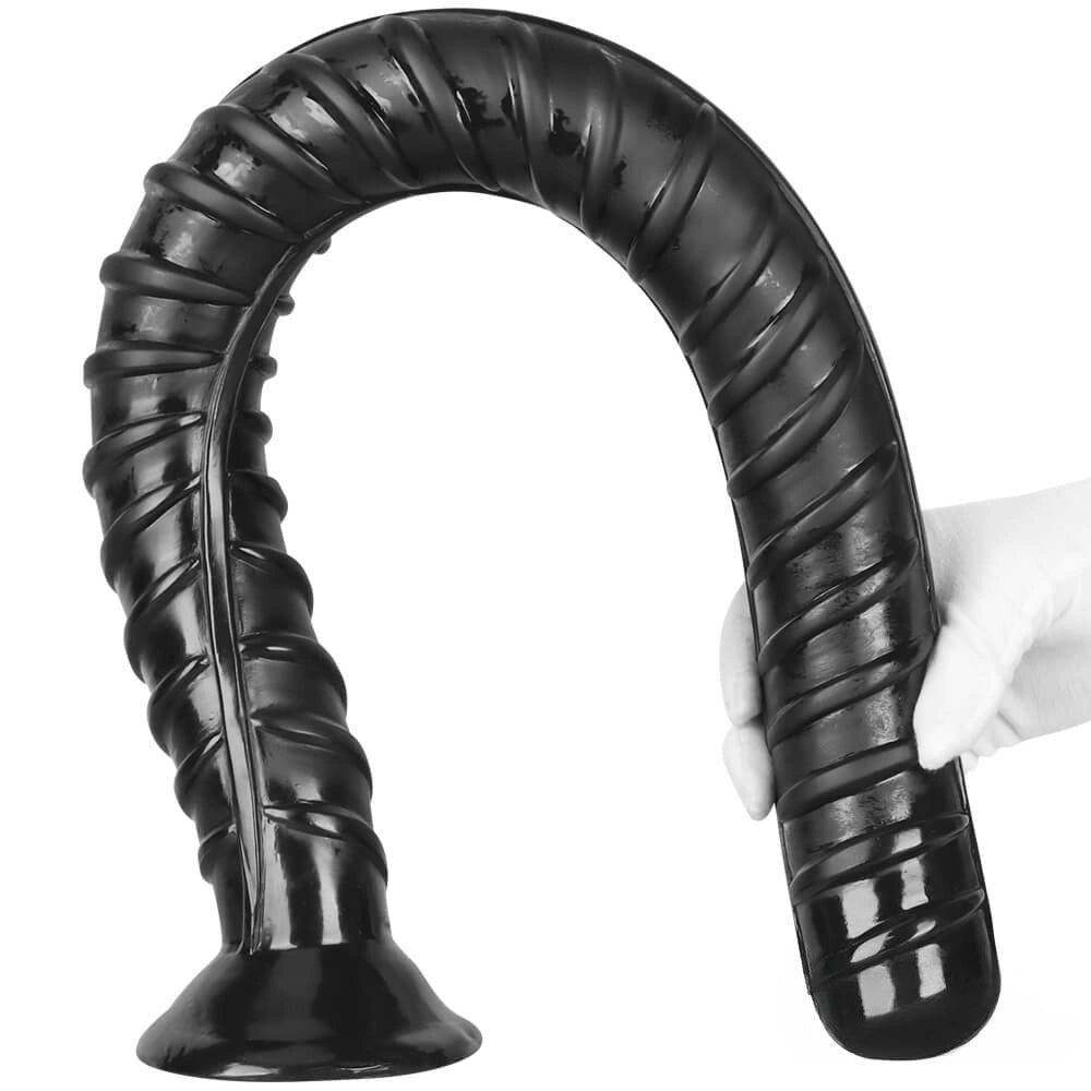 Black ribbed rebar-textured dildo, photo 10