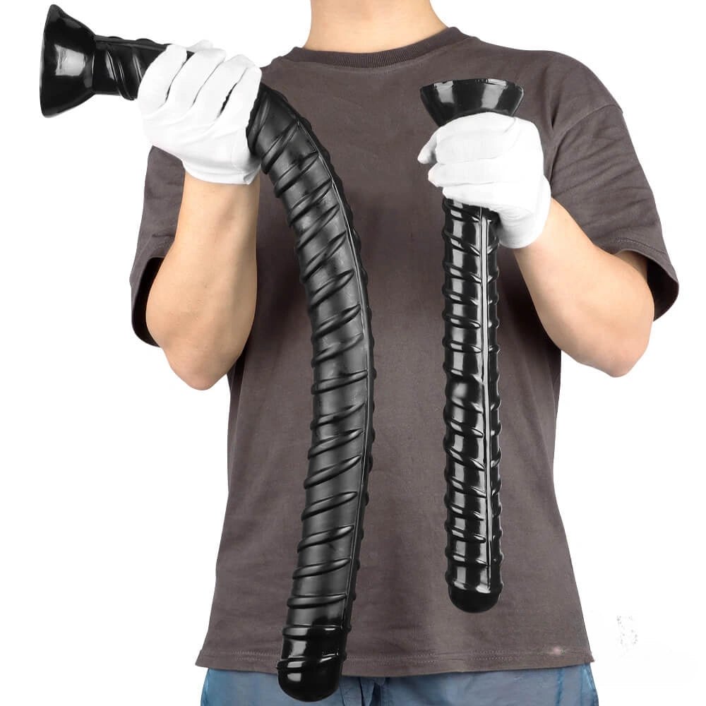 Black ribbed rebar-textured dildo, photo 2
