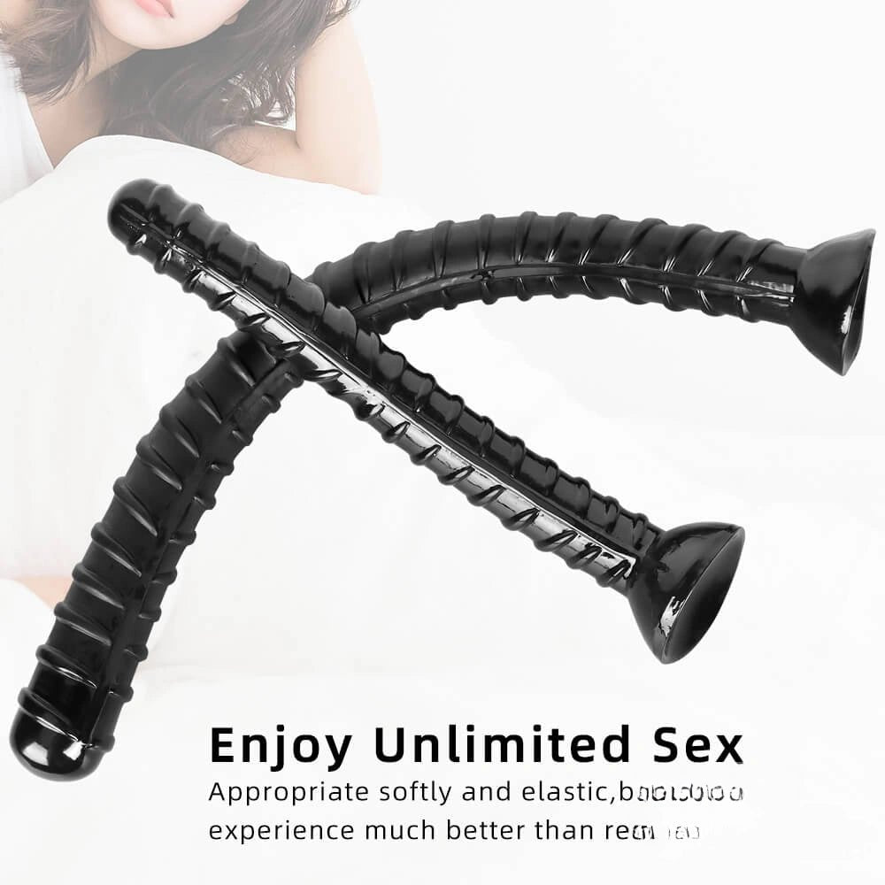 Black ribbed rebar-textured dildo, photo 6
