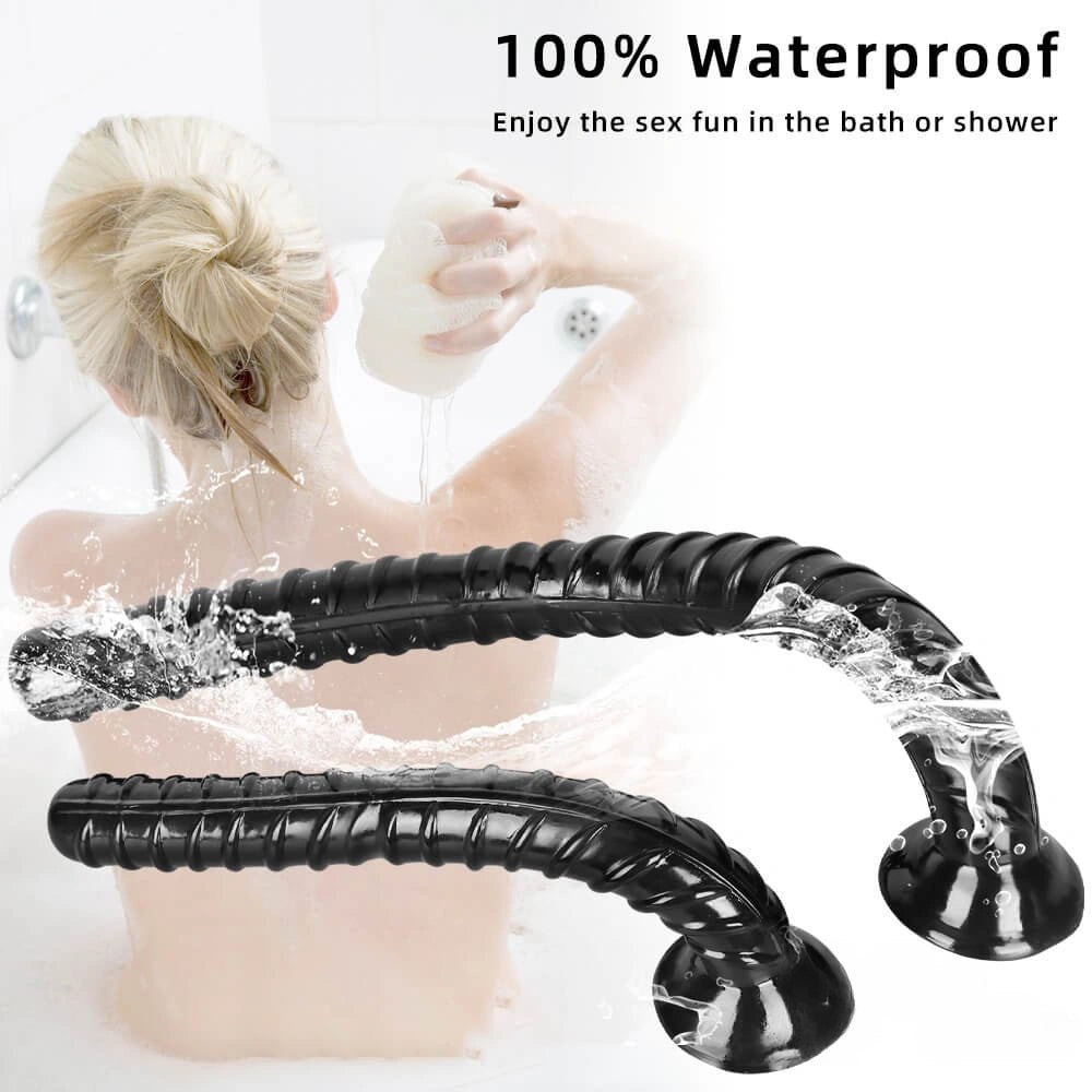Black ribbed rebar-textured dildo, photo 7