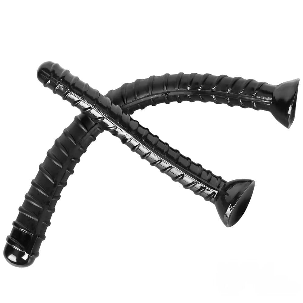 Black ribbed rebar-textured dildo, photo 9