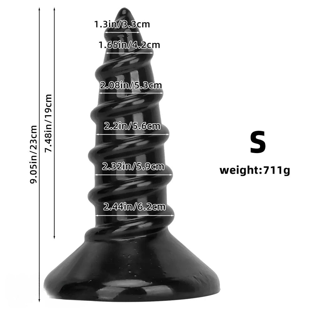 Black screw ribbed anal plug, photo 10