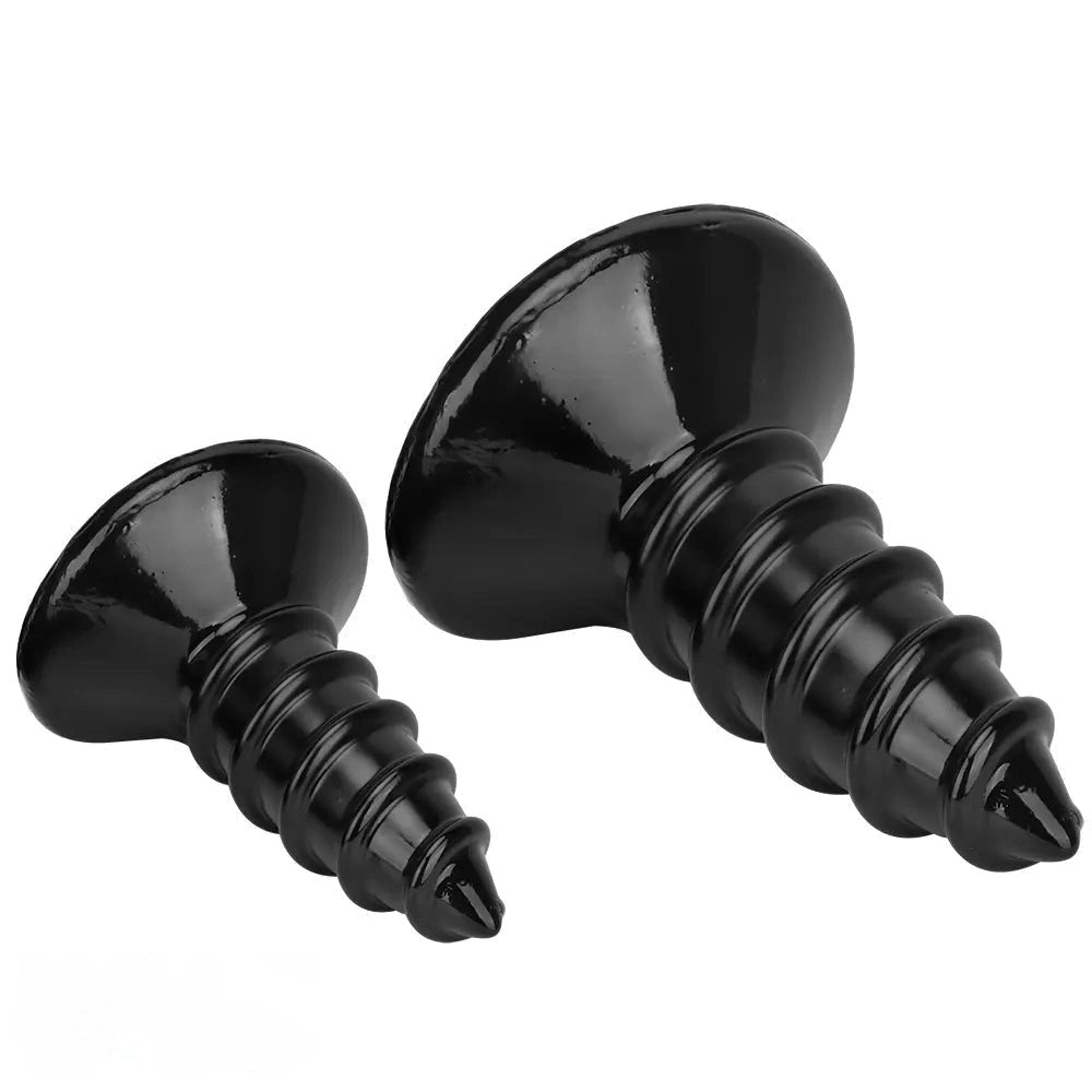 Black screw ribbed anal plug, photo 11