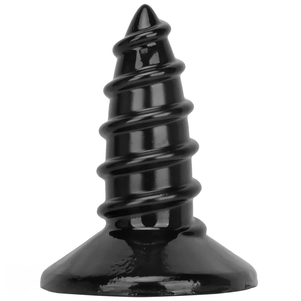 Black screw ribbed anal plug, photo 12