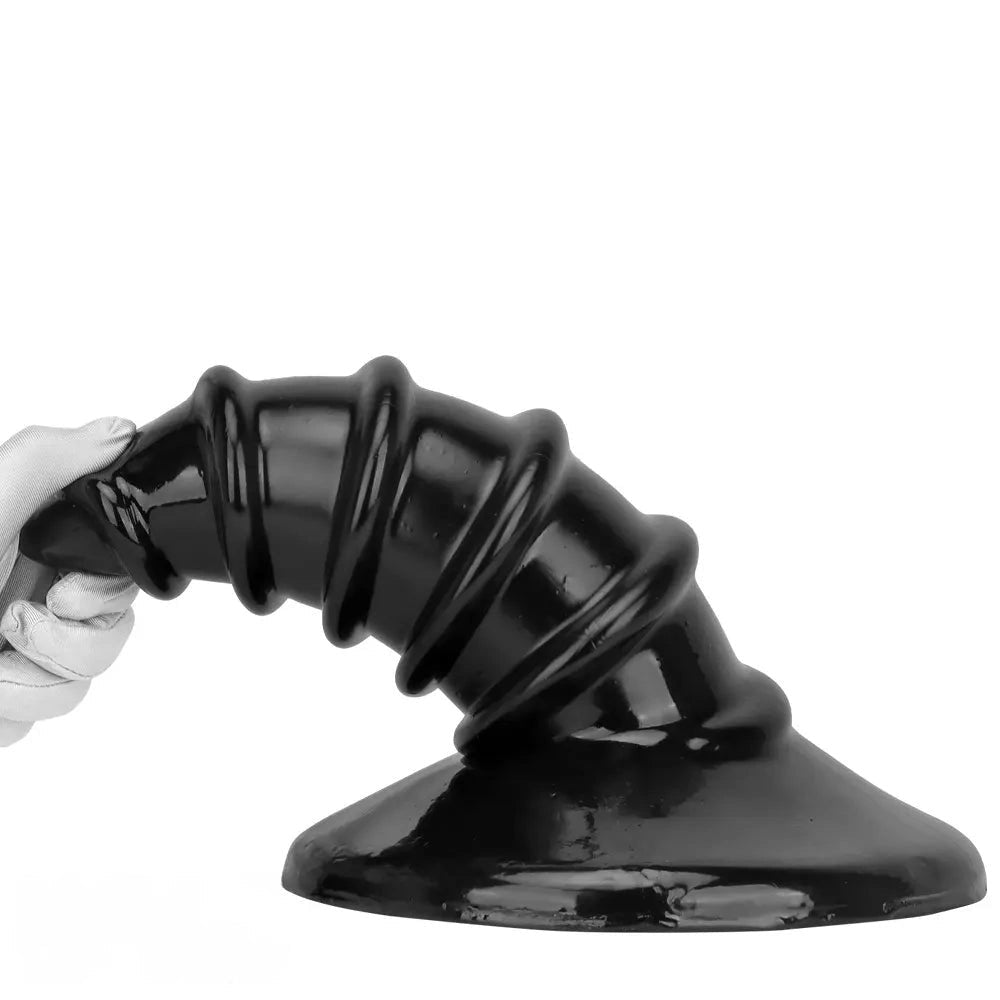 Black screw ribbed anal plug, photo 13