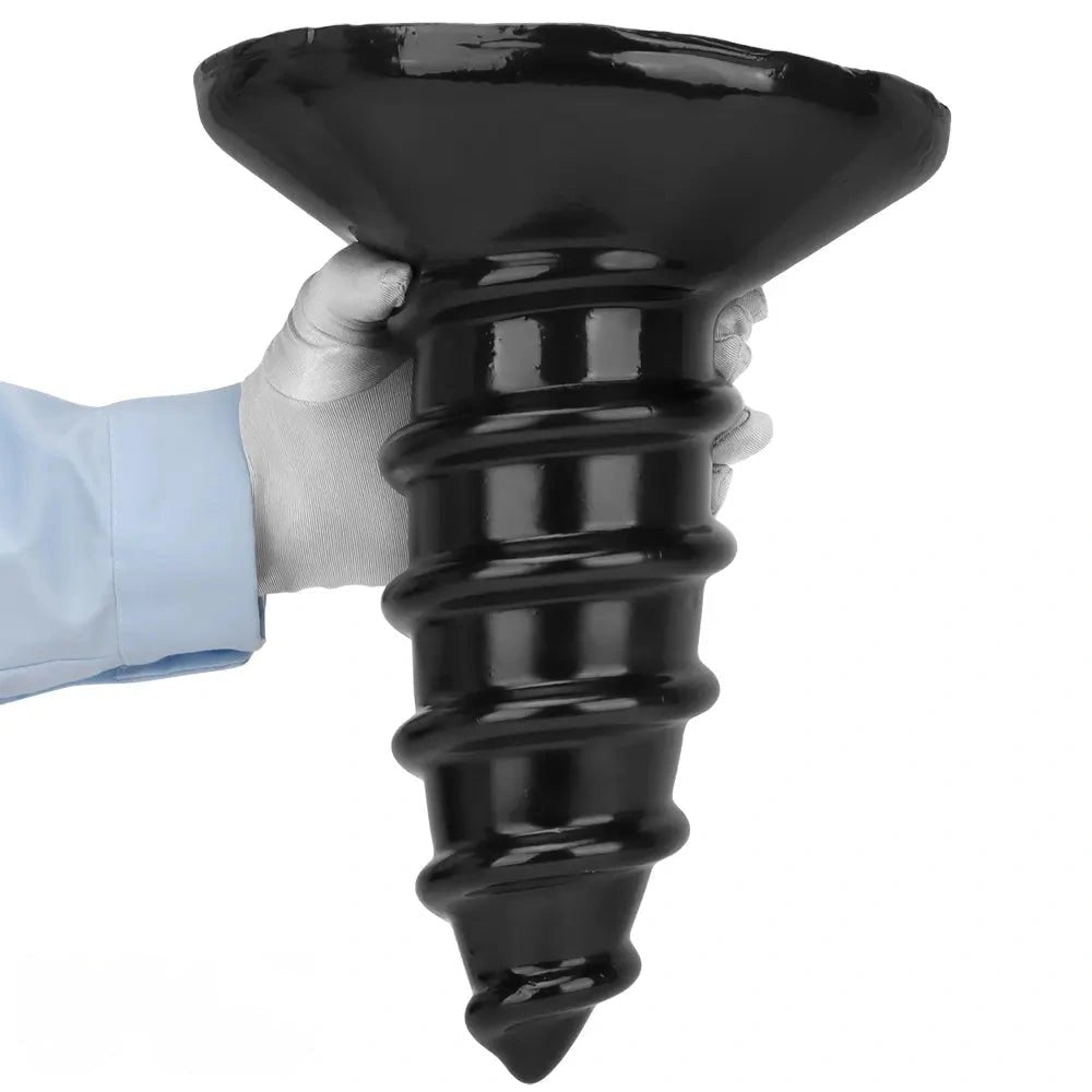 Black screw ribbed anal plug, photo 15