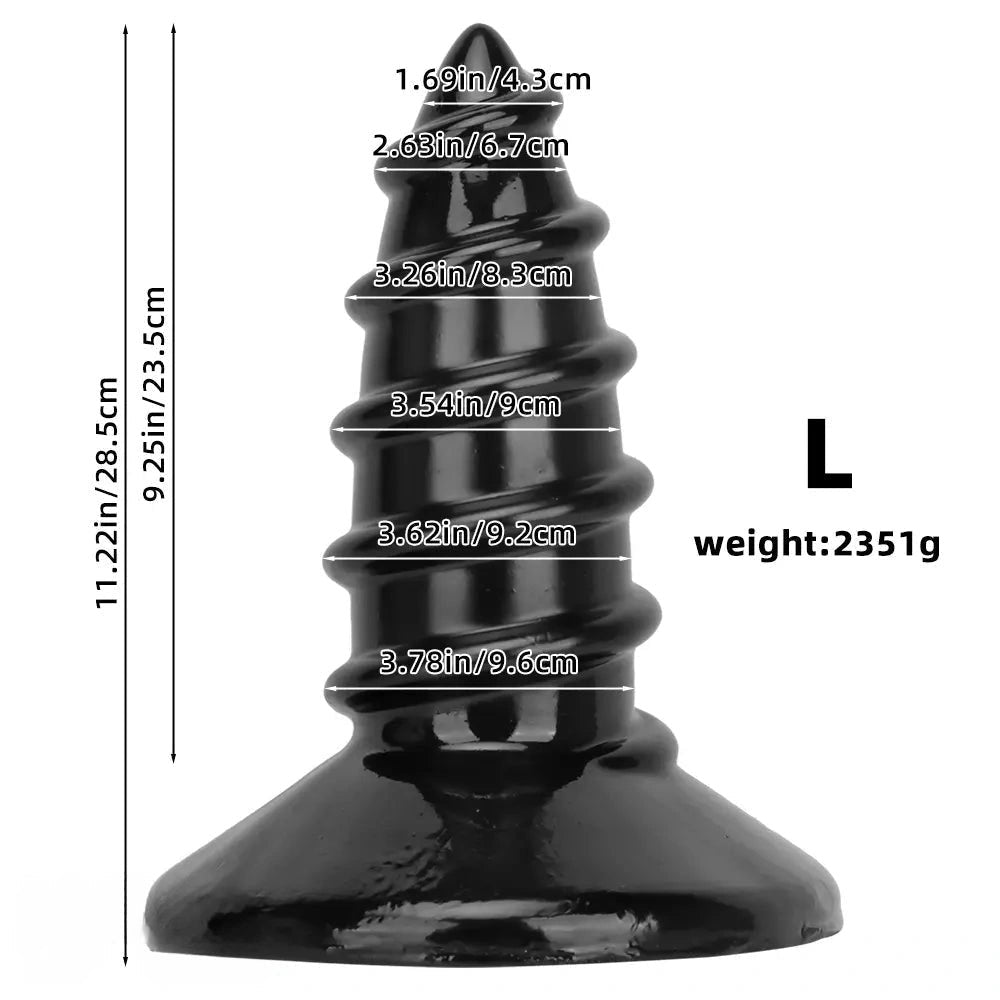 Black screw ribbed anal plug, photo 16
